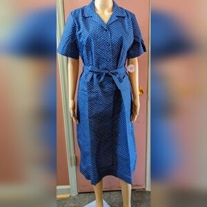 New Carolina maid made in USA blue with flowers short sleeve dress size 14, TE